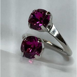 Handmade Swarovski Crystal  Double Set Adjustable Ring